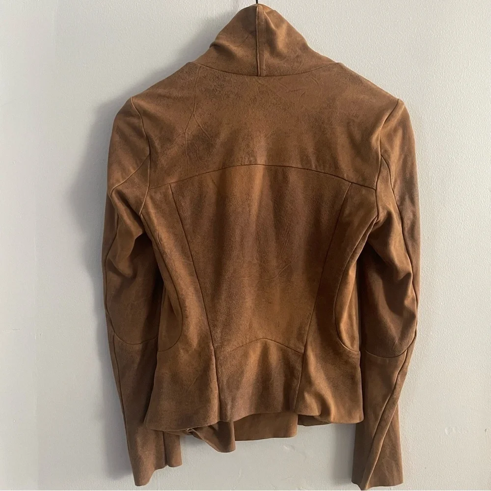 Zara Women Brown Faux Suede Motorcycle Jacket Sz XS